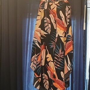 Tropical Leaf Print Skirt